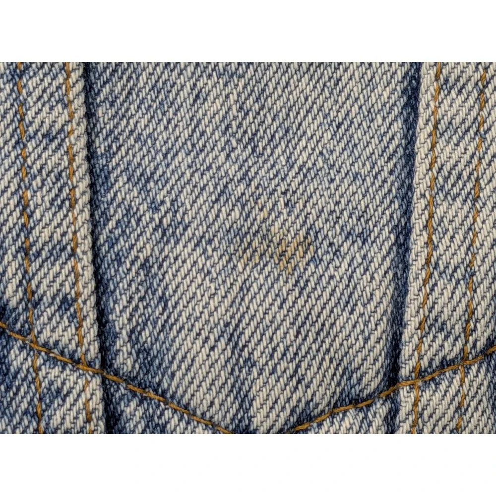 Vtg Levis 70507 4890 Denim Trucker Jacket USA Made Blue XL American Flag Patch - Picture 15 of 16